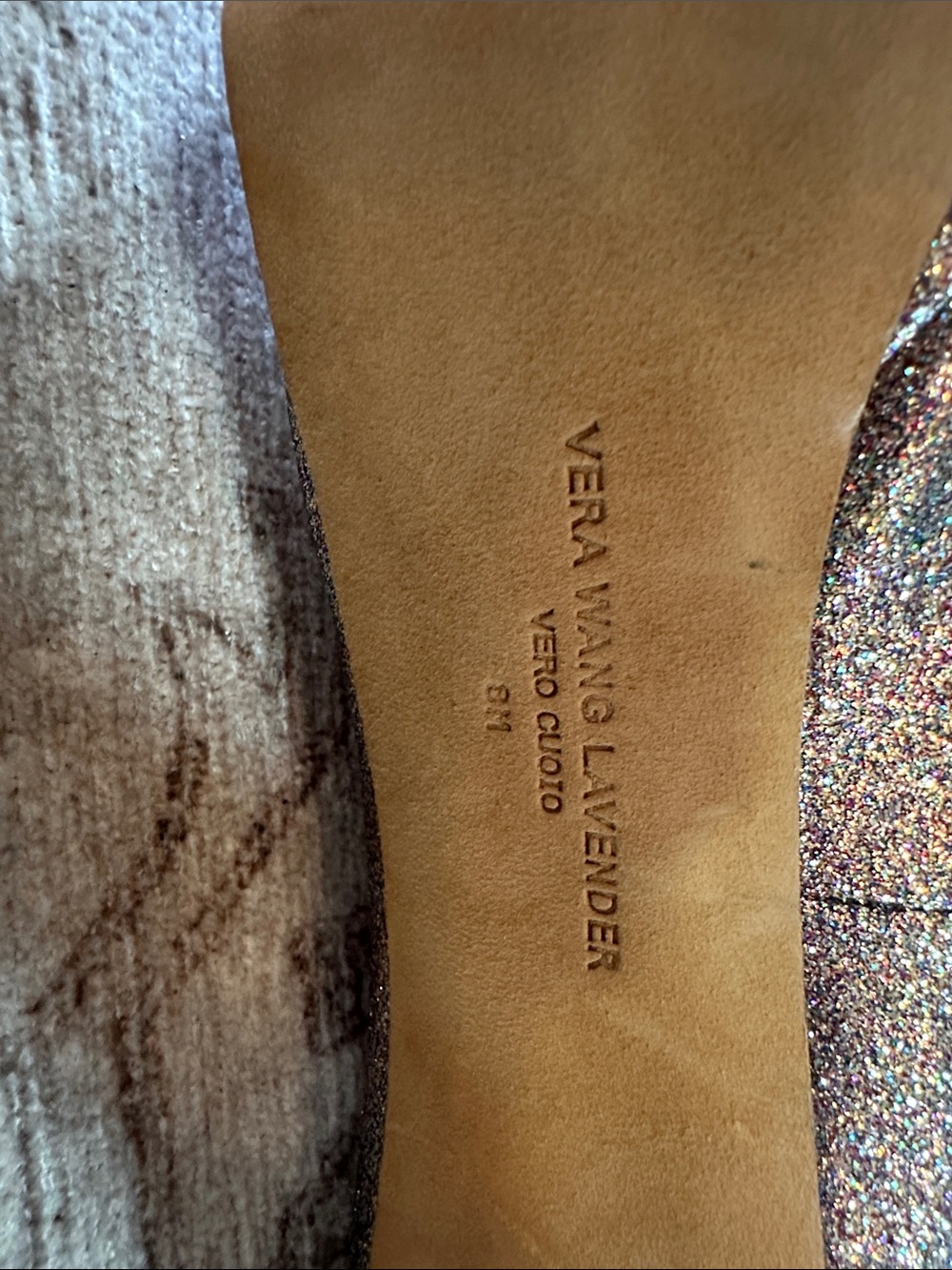 Vera Wang Lavender Peeptoe Glitter Heels - Picture 5 of 10
